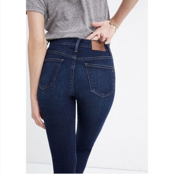 Madewell Women's 10" High-Rise Skinny Dark Wash Stretch Denim Jeans Size 27 - Picture 2 of 13